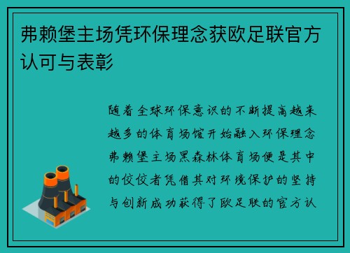 弗赖堡主场凭环保理念获欧足联官方认可与表彰 弗赖堡主场凭环保理念获欧足联官方认可与表彰